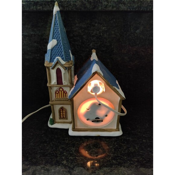 Vintage Porcelain Collectible Lighted ~10" Church Hand Painted Lights Music - Picture 3 of 5